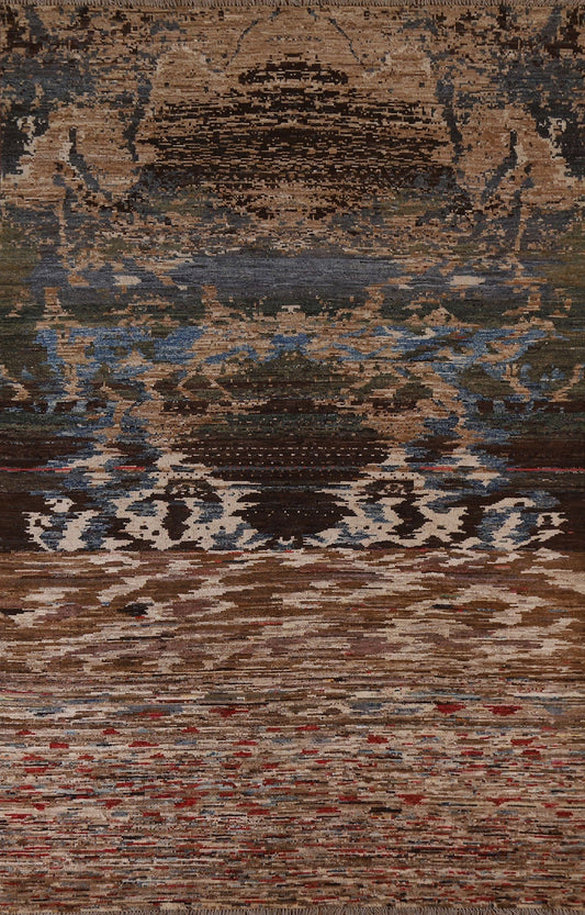 Abstract Gabbeh Kashkoli Wool Area Rug 6x8