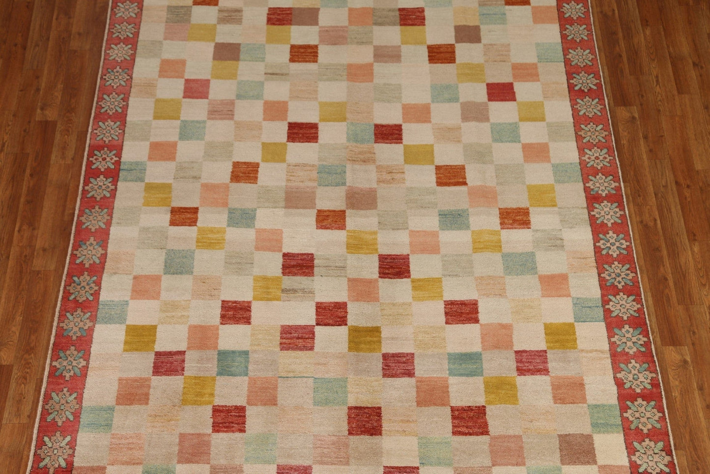 Checkered Gabbeh Kashkoli Oriental Area Rug 7x10