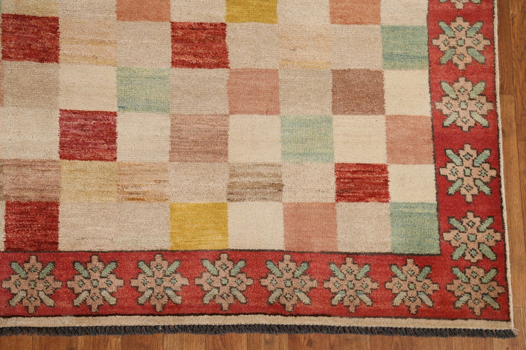 Checkered Gabbeh Kashkoli Oriental Area Rug 7x10