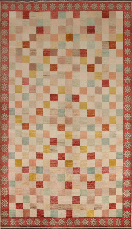 Checkered Gabbeh Kashkoli Oriental Area Rug 7x10