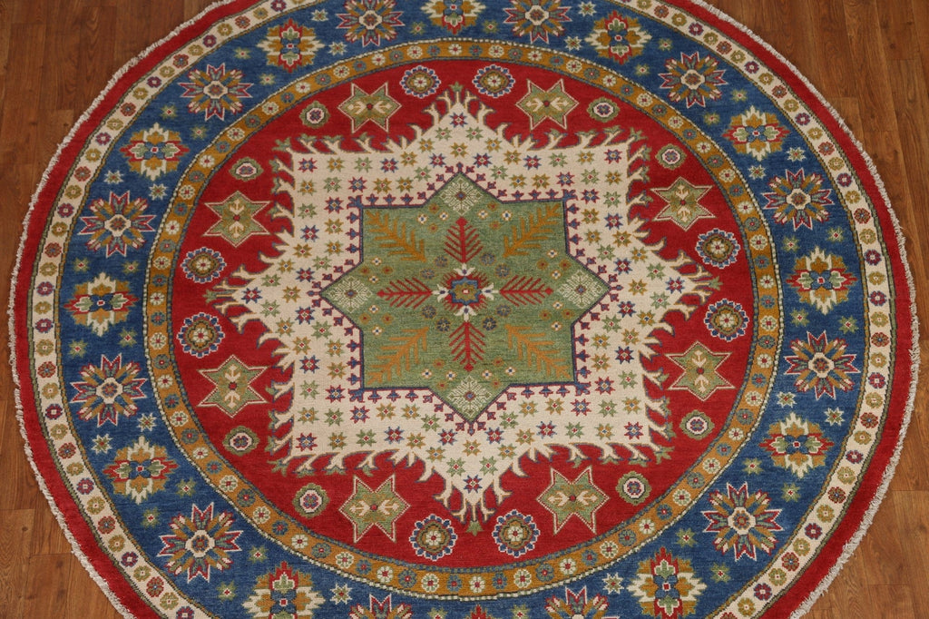 Geometric Kazak Round Area Rug 7x7