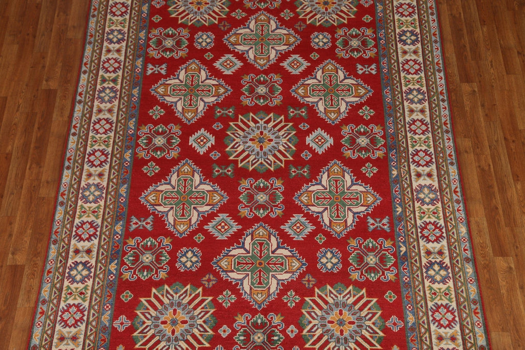 Red Wool Kazak Hand-Knotted Area Rug 6x10