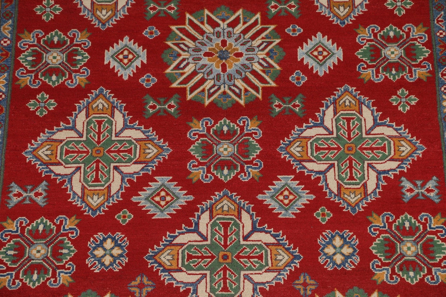 Red Wool Kazak Hand-Knotted Area Rug 6x10