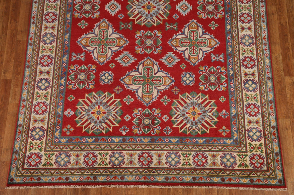 Red Wool Kazak Hand-Knotted Area Rug 6x10