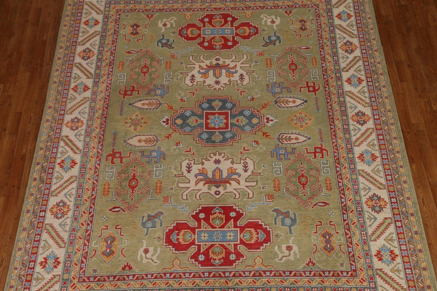 Green Geometric Kazak Area Rug 8x10