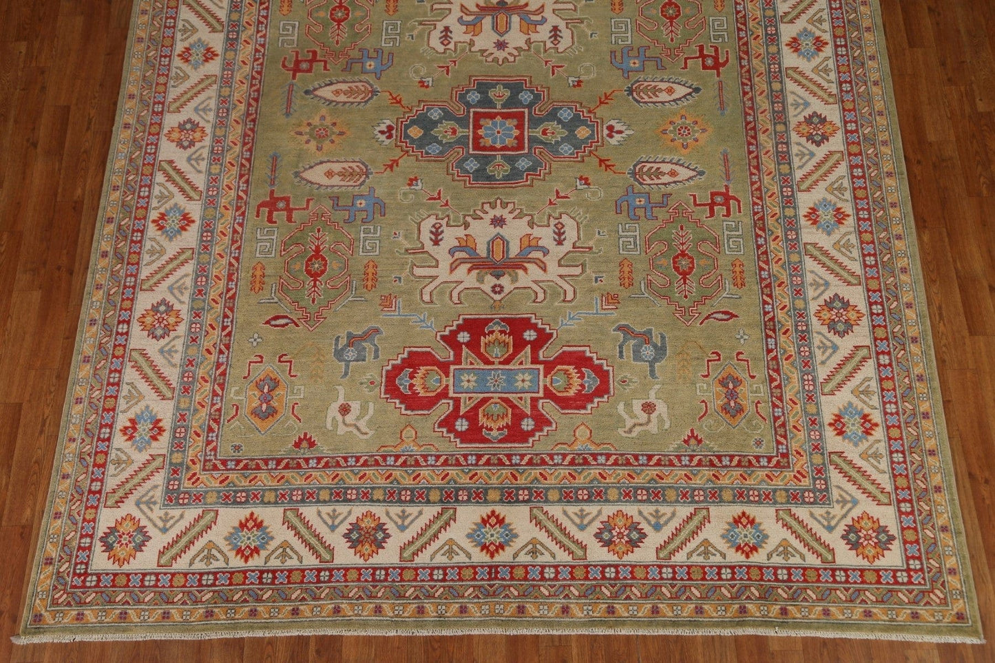 Green Geometric Kazak Area Rug 8x10