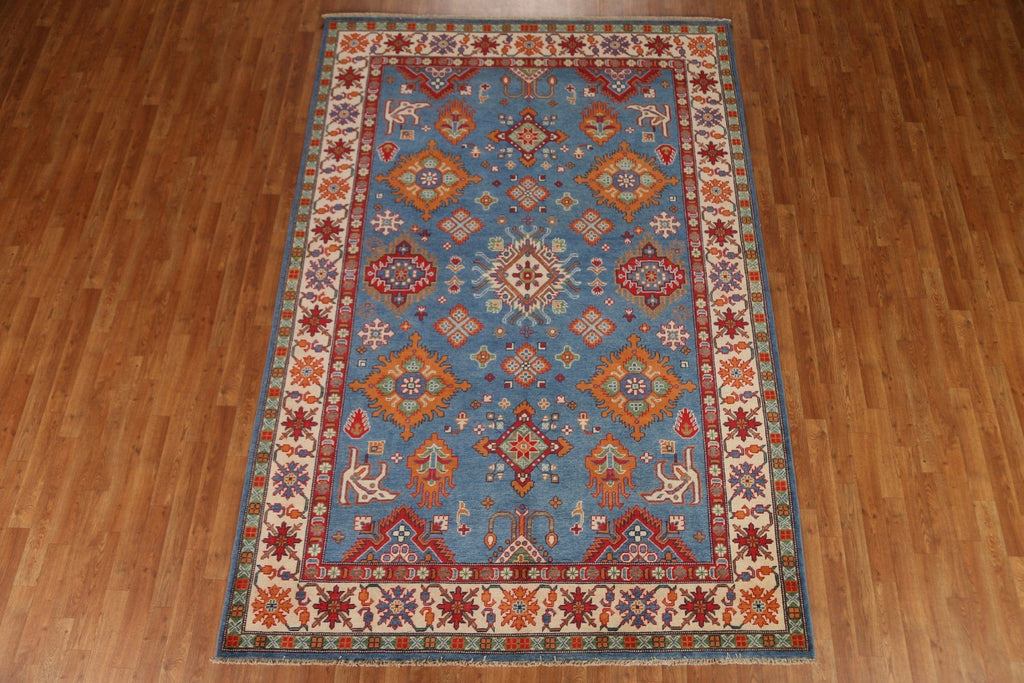 Geometric Kazak Blue Area Rug 7x10