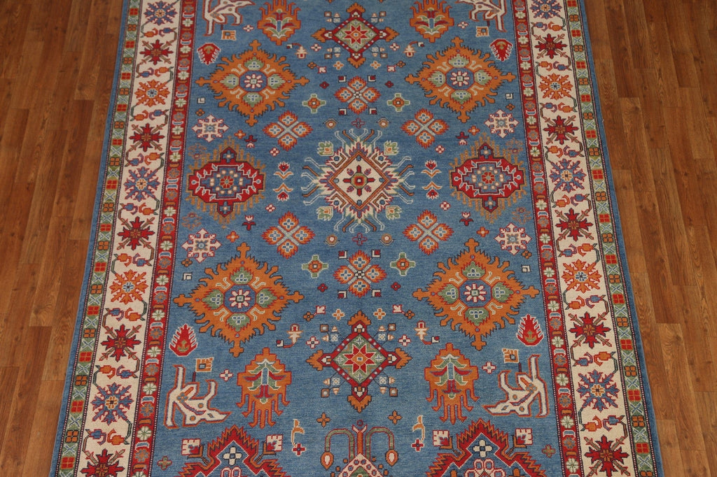 Geometric Kazak Blue Area Rug 7x10