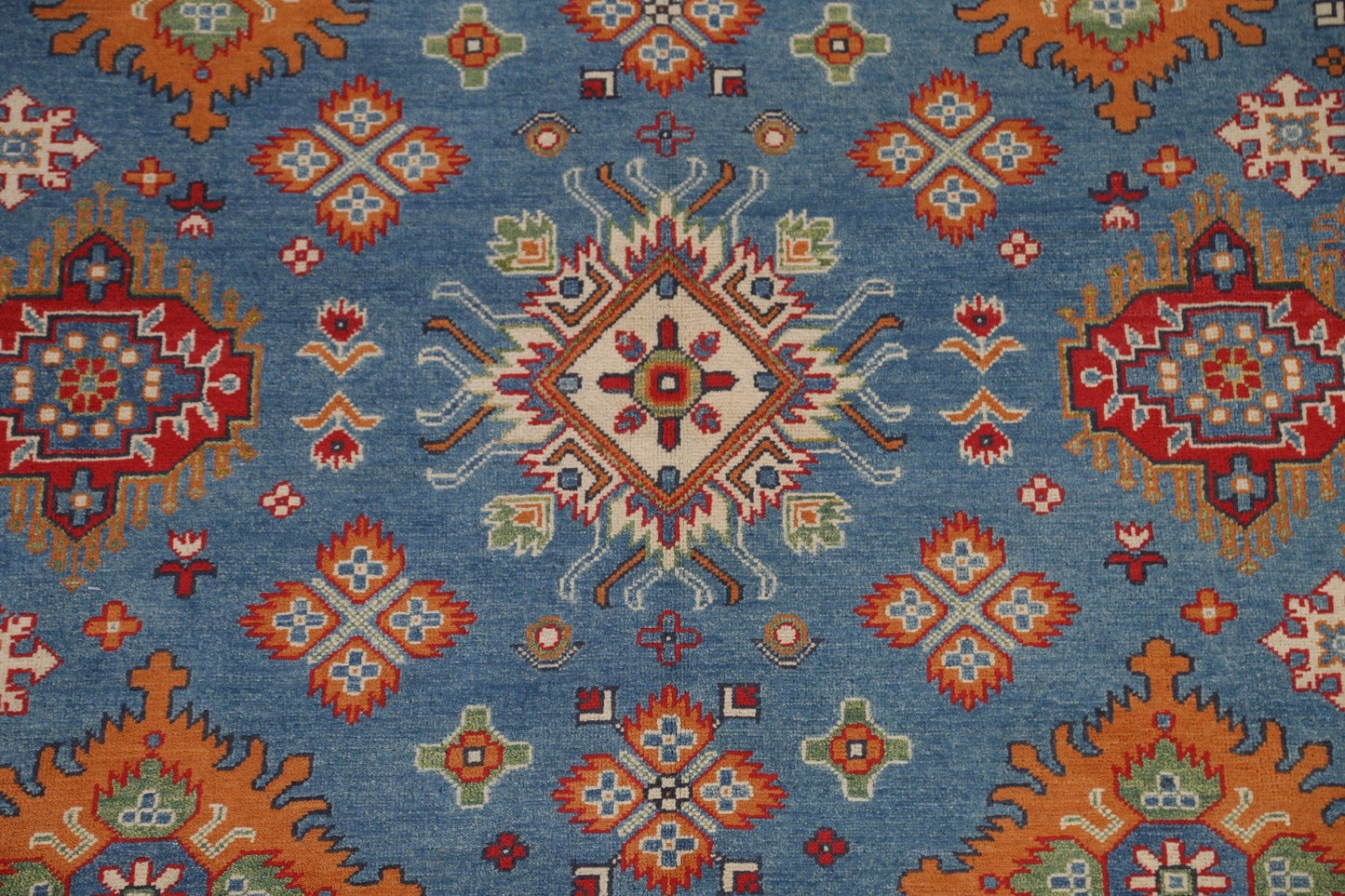 Geometric Kazak Blue Area Rug 7x10