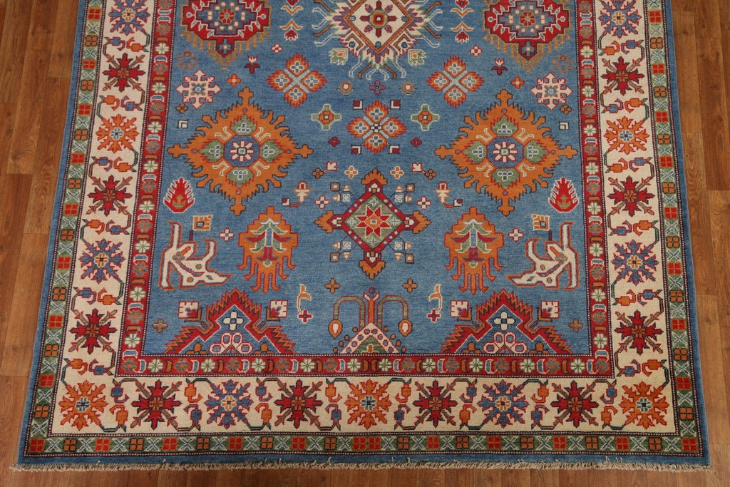 Geometric Kazak Blue Area Rug 7x10