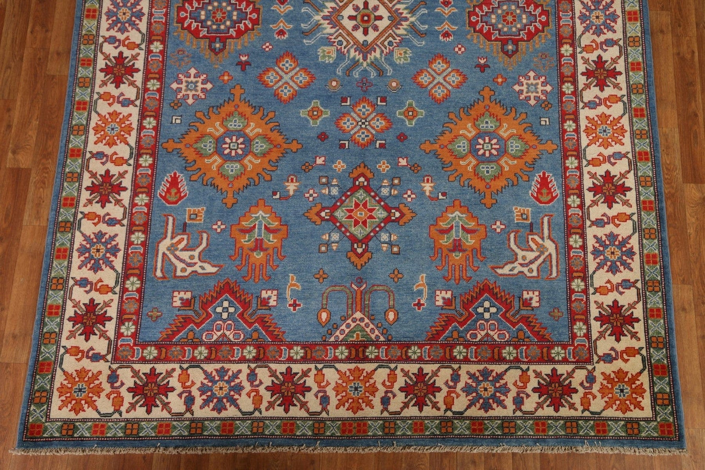 Geometric Kazak Blue Area Rug 7x10