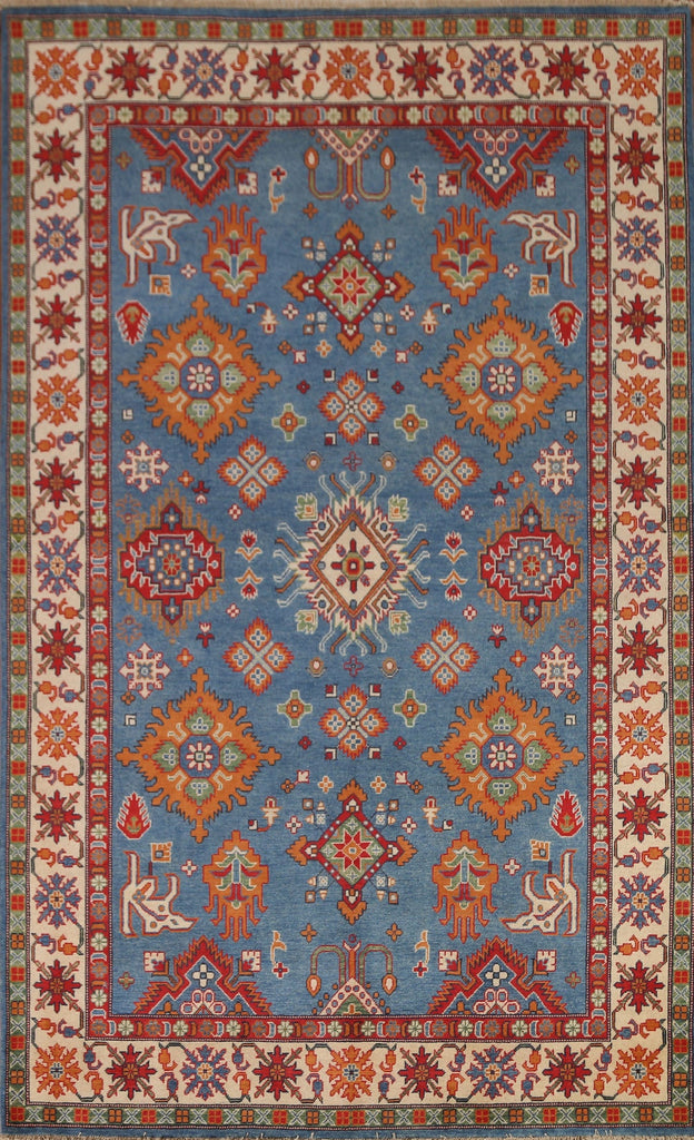 Geometric Kazak Blue Area Rug 7x10