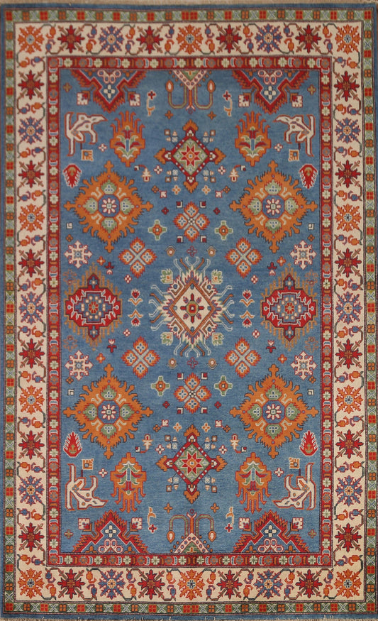 Geometric Kazak Blue Area Rug 7x10