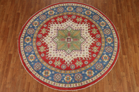 Geometric Kazak Round Area Rug 7x7