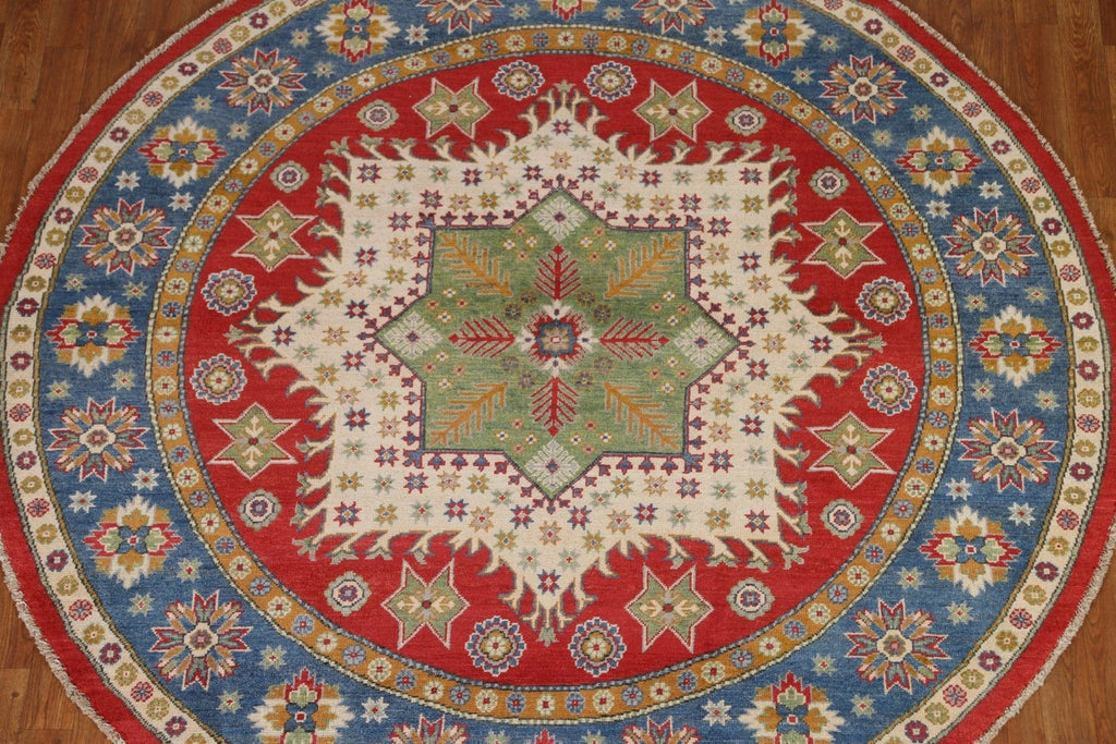 Geometric Kazak Round Area Rug 7x7