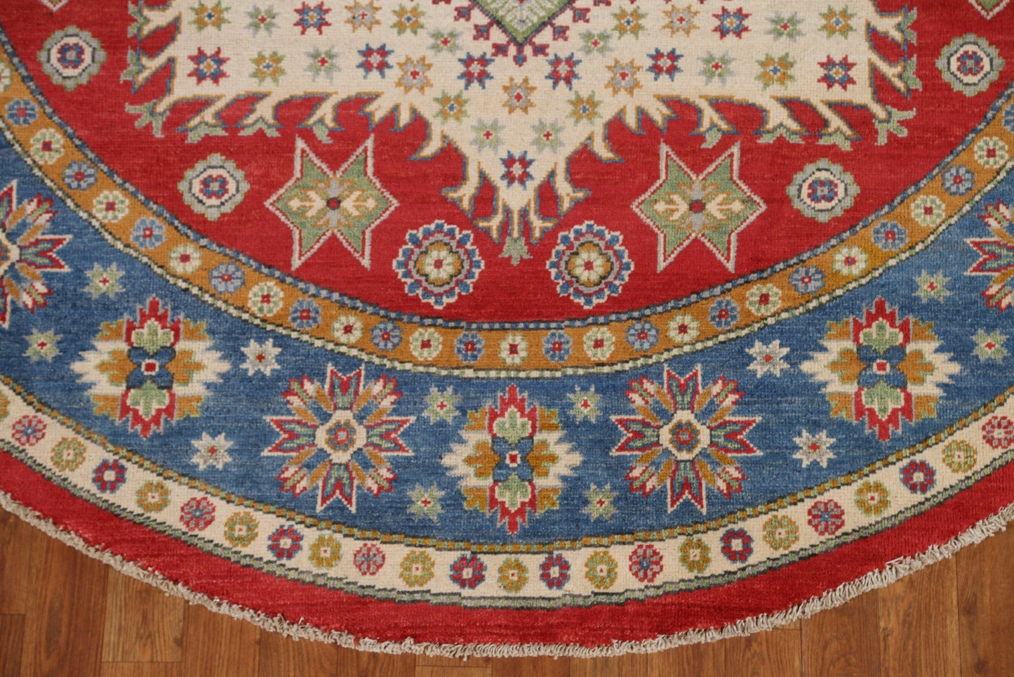 Geometric Kazak Round Area Rug 7x7