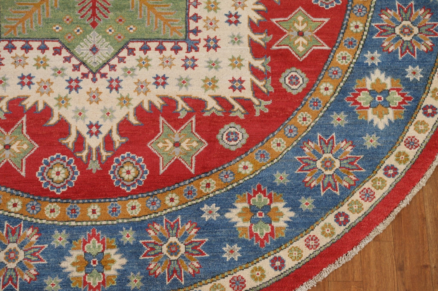 Geometric Kazak Round Area Rug 7x7