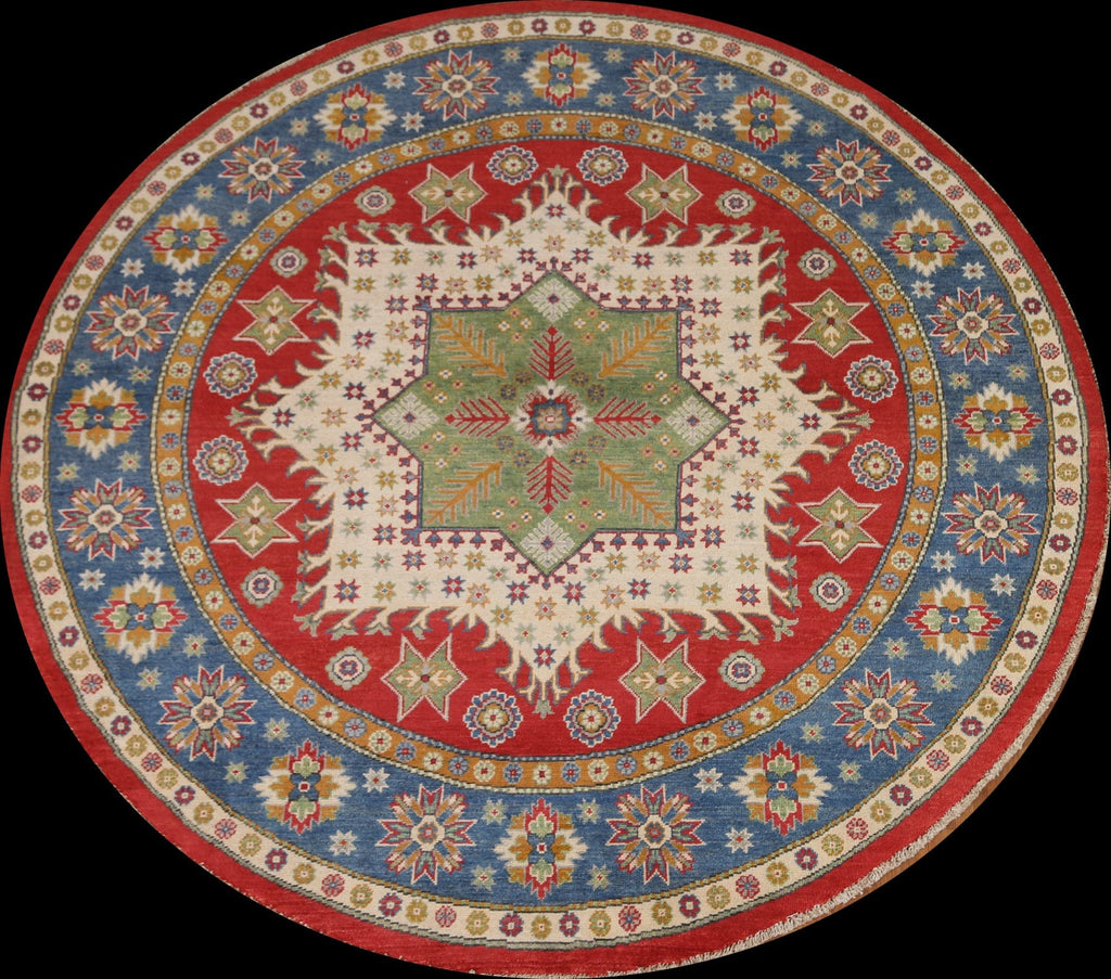 Geometric Kazak Round Area Rug 7x7