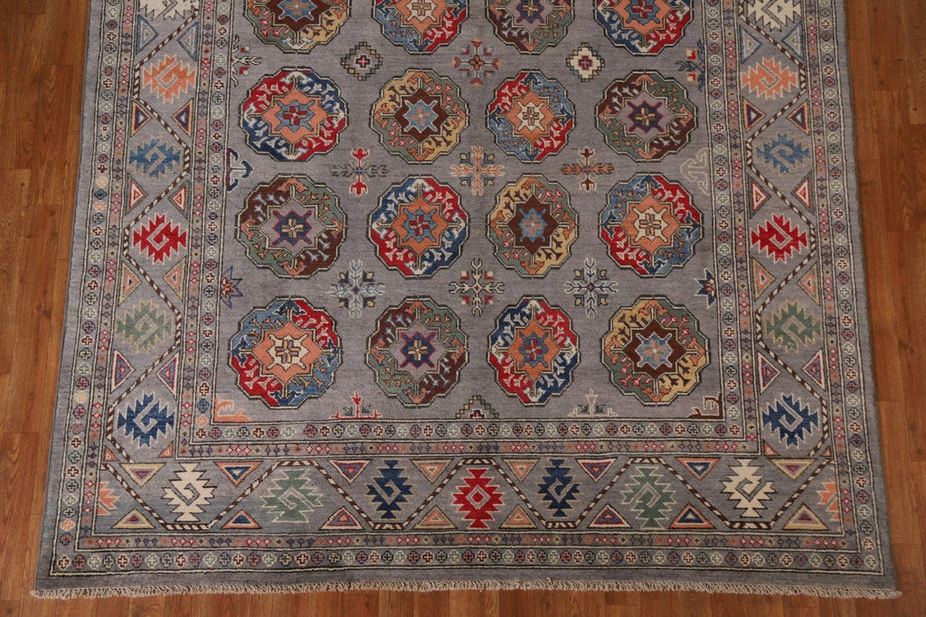 Gray Wool Kazak Hand-Knotted Area Rug 7x10