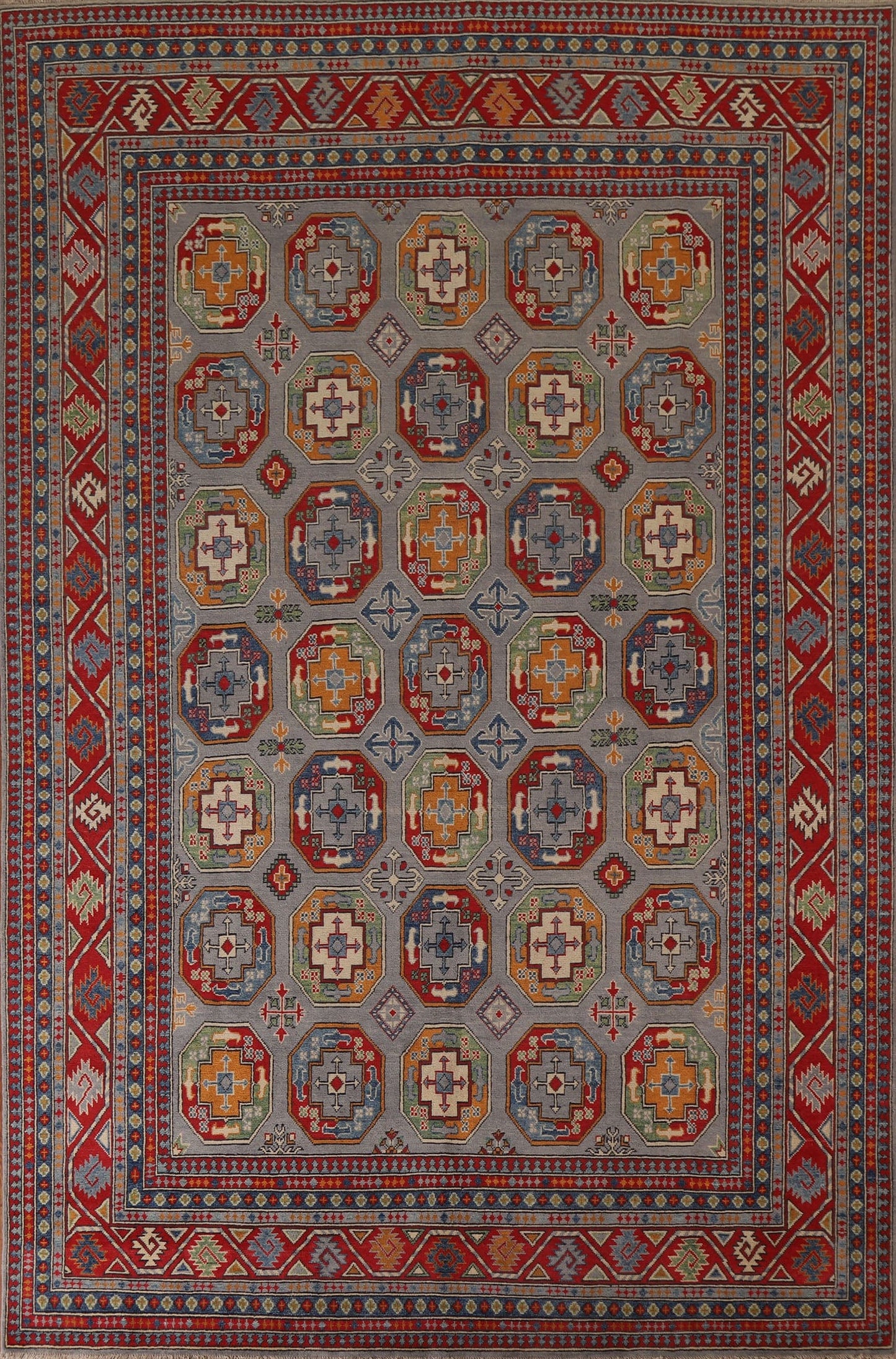 Geometric Kazak Hand-Knotted Area Rug 8x11