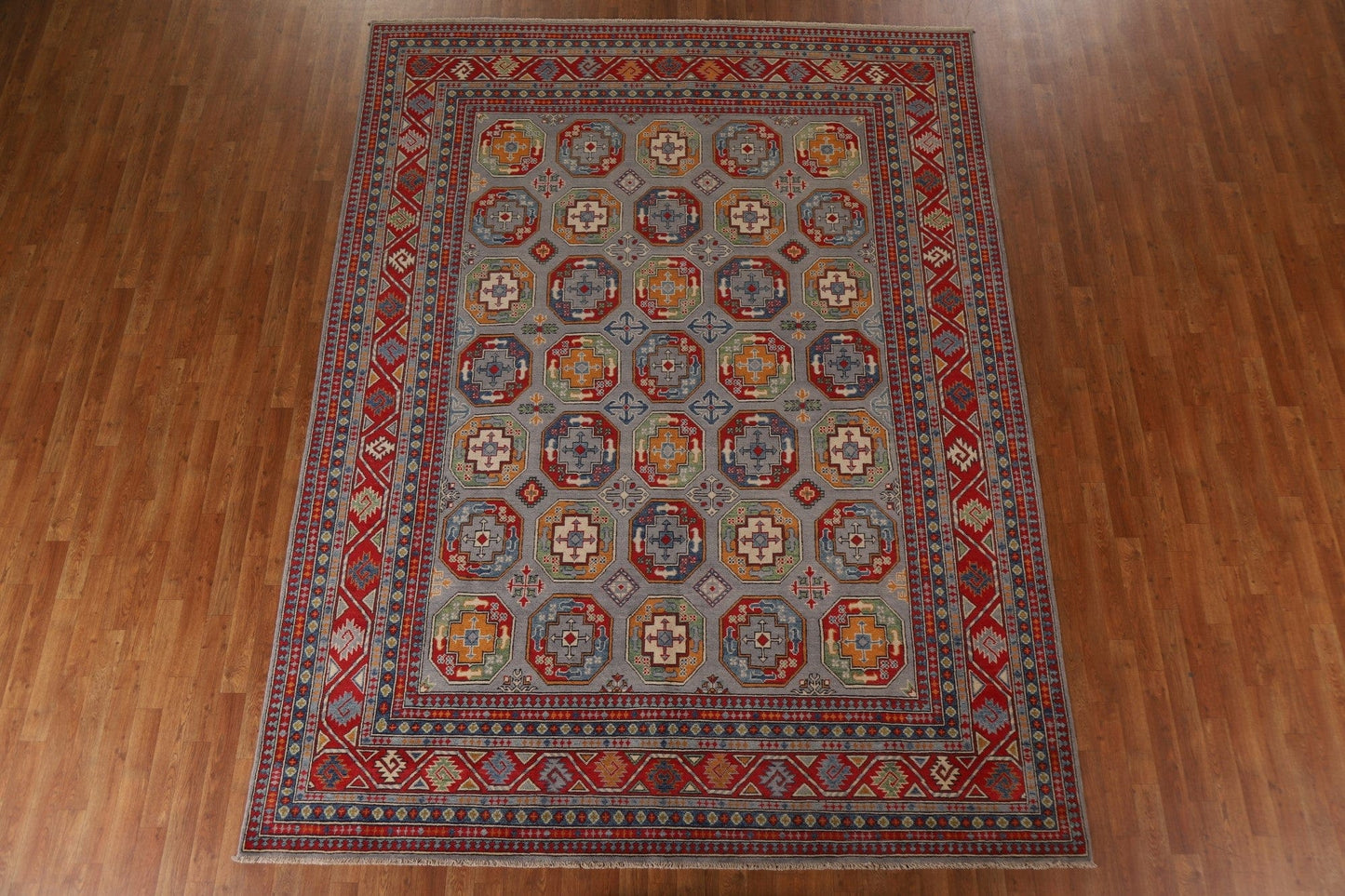 Geometric Kazak Hand-Knotted Area Rug 8x11