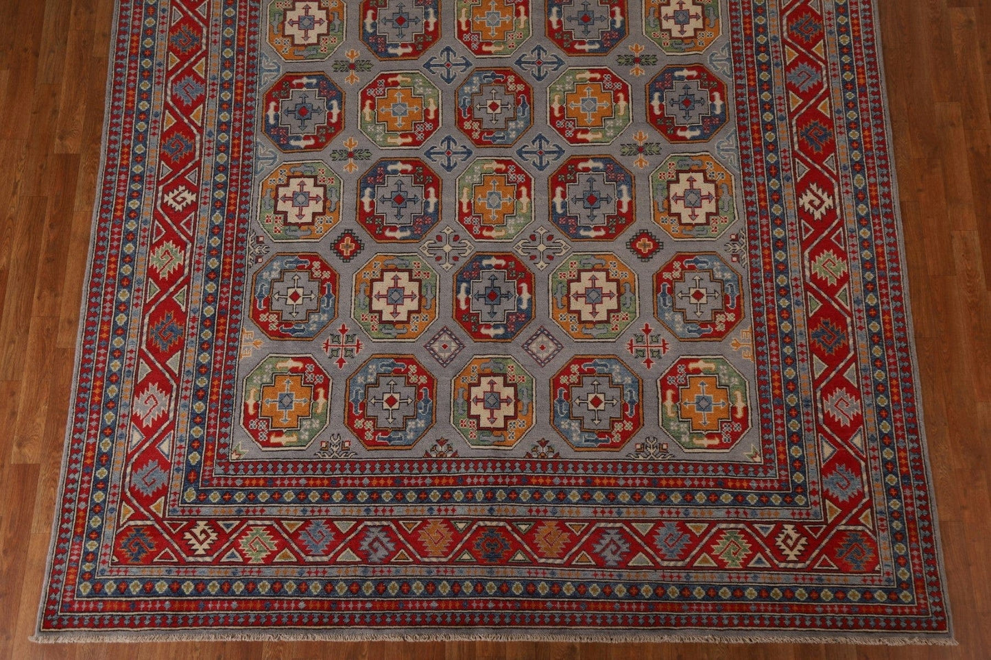 Geometric Kazak Hand-Knotted Area Rug 8x11