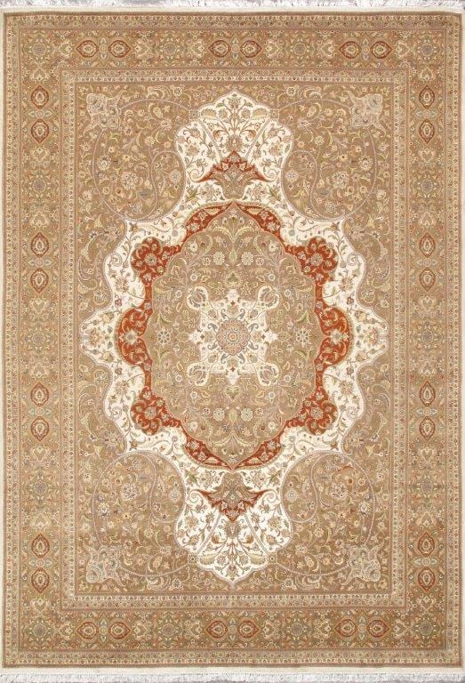 Tabriz Hand-Knotted Silk & Wool Area Rug-10' 0" X 14' 3"