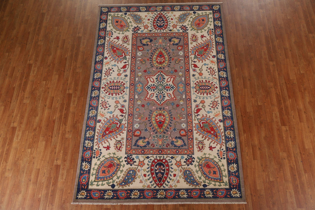 Hand-Knotted Wool Kazak Oriental Area Rug 7x10