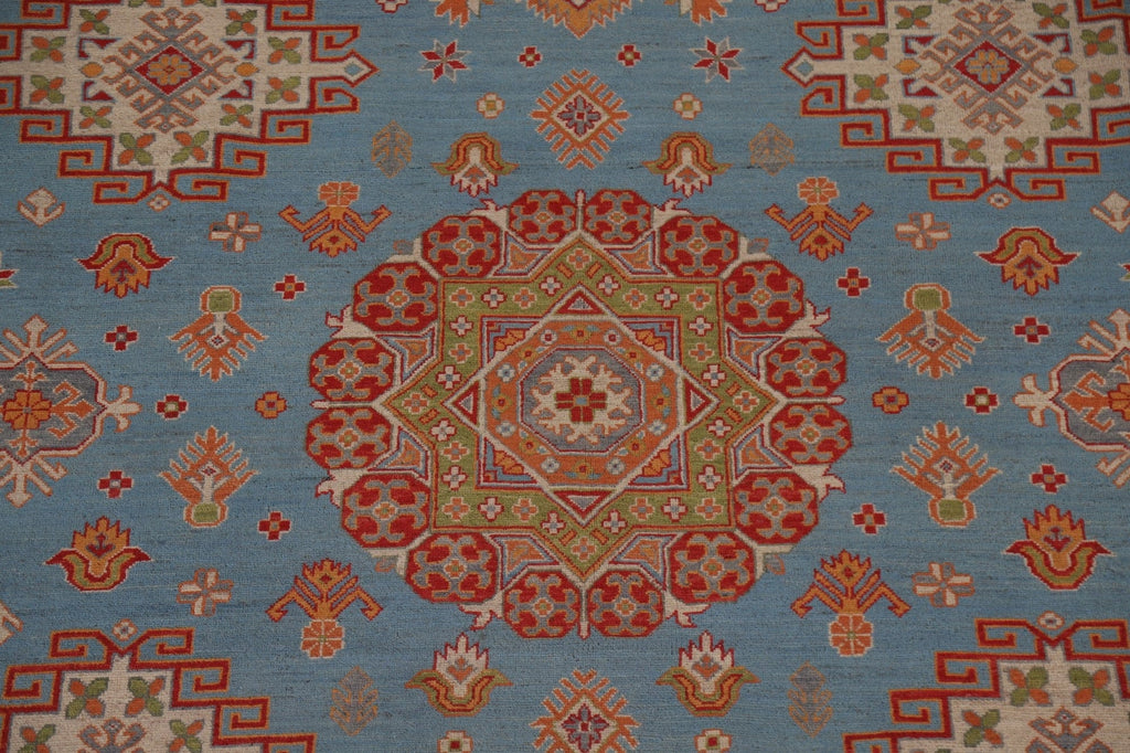 Geometric Blue Kazak Large Area Rug 10x14