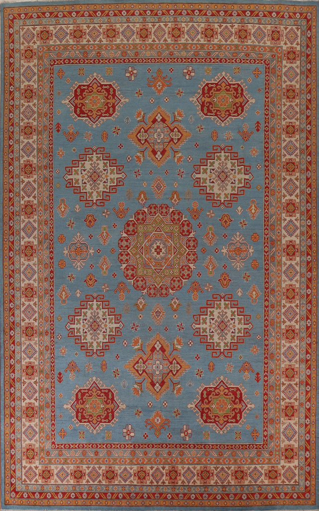 Geometric Blue Kazak Large Area Rug 10x14