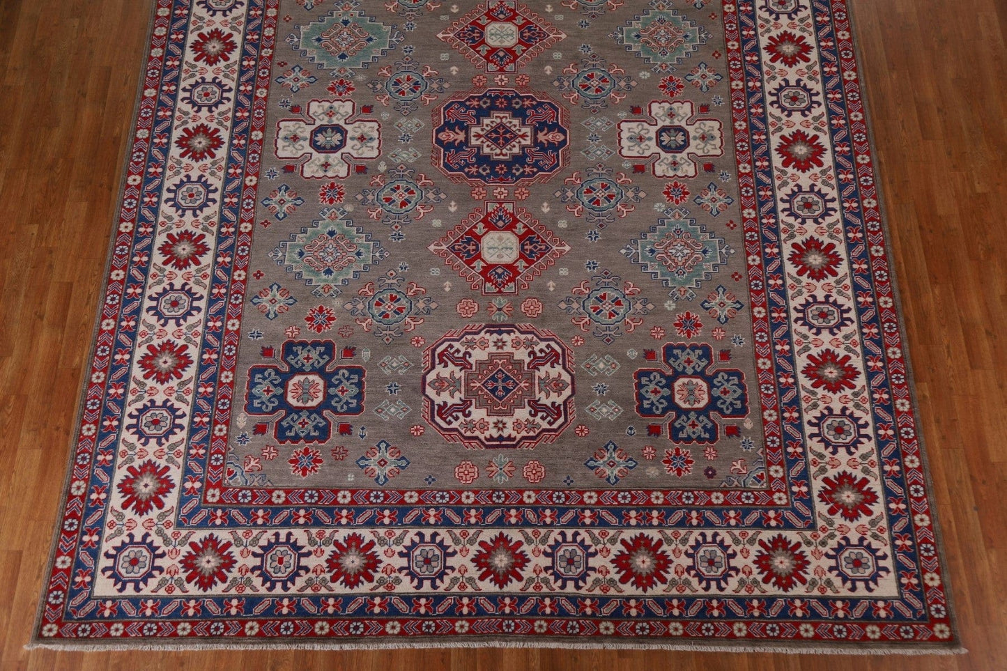 Geometric Wool Kazak Wool Area Rug 10x13