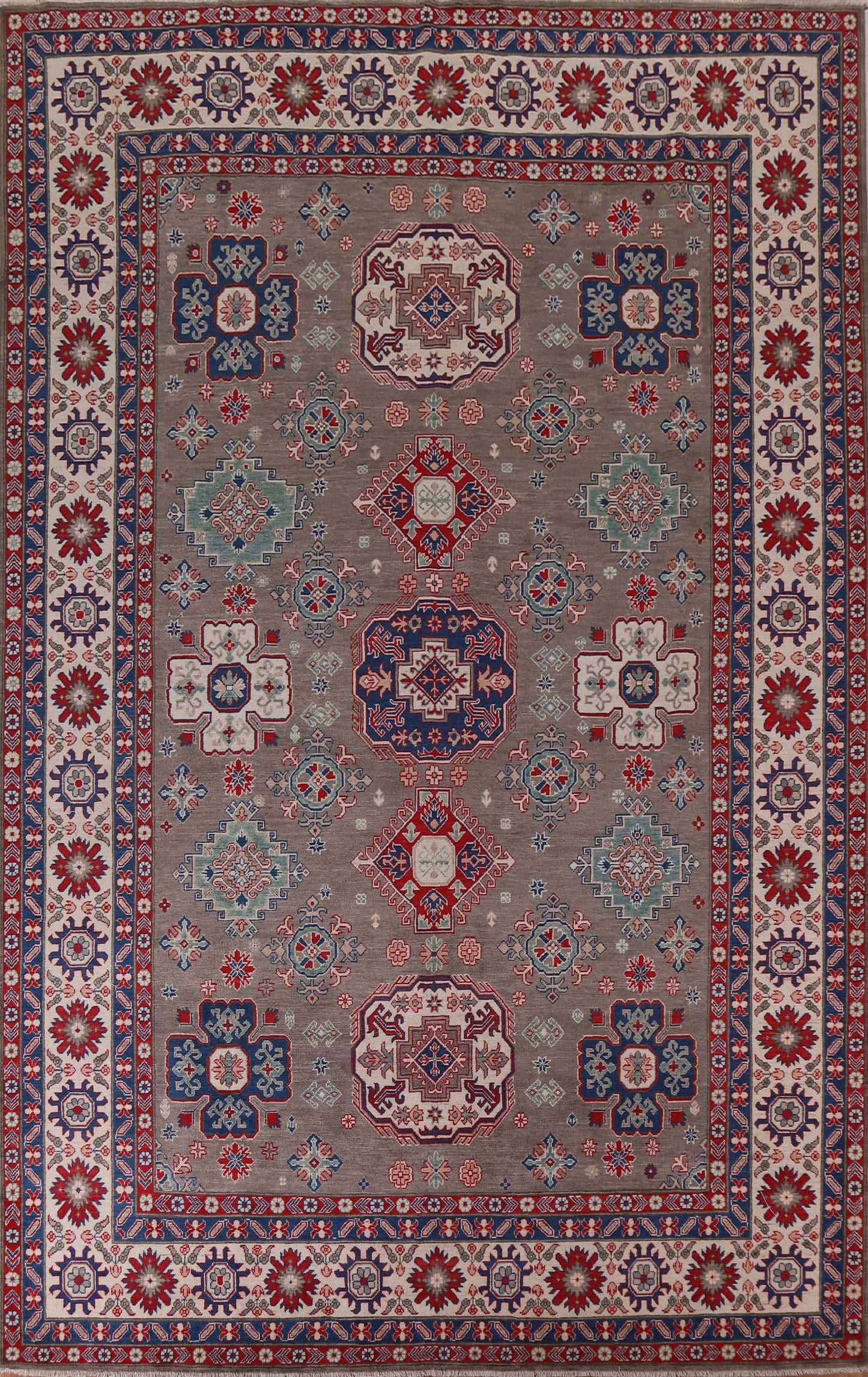 Geometric Wool Kazak Wool Area Rug 10x13