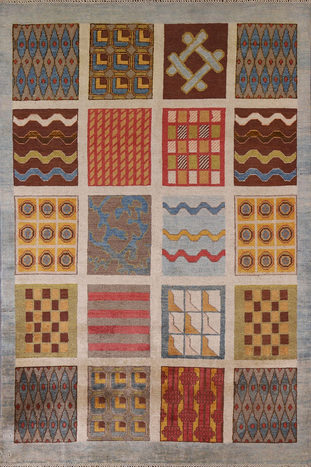 Patch-Work Design Gabbeh Kashkoli Wool Area Rug 5x7