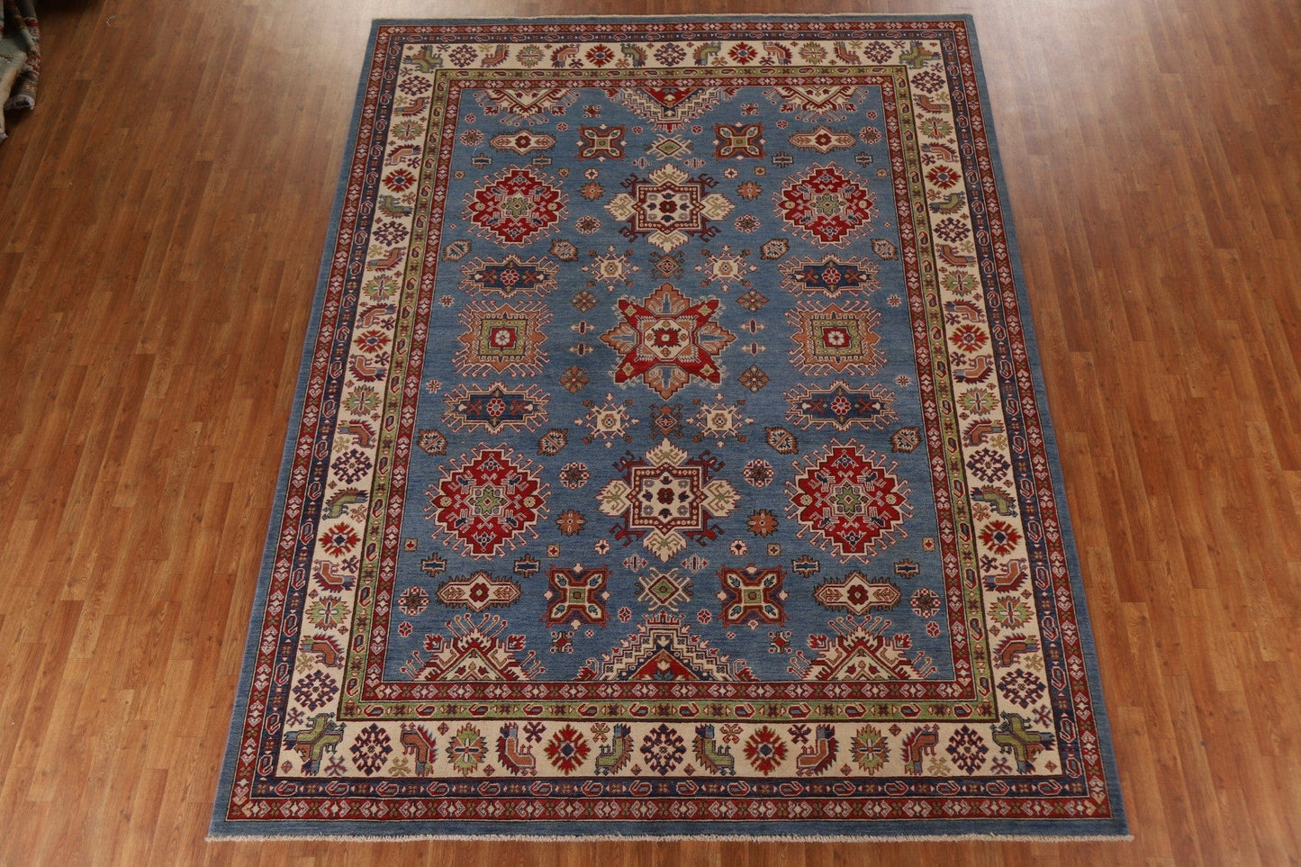 Geometric Kazak Blue Area Rug 9x12