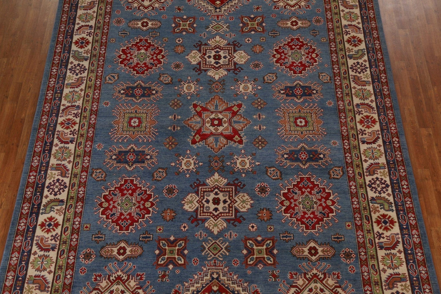 Geometric Kazak Blue Area Rug 9x12