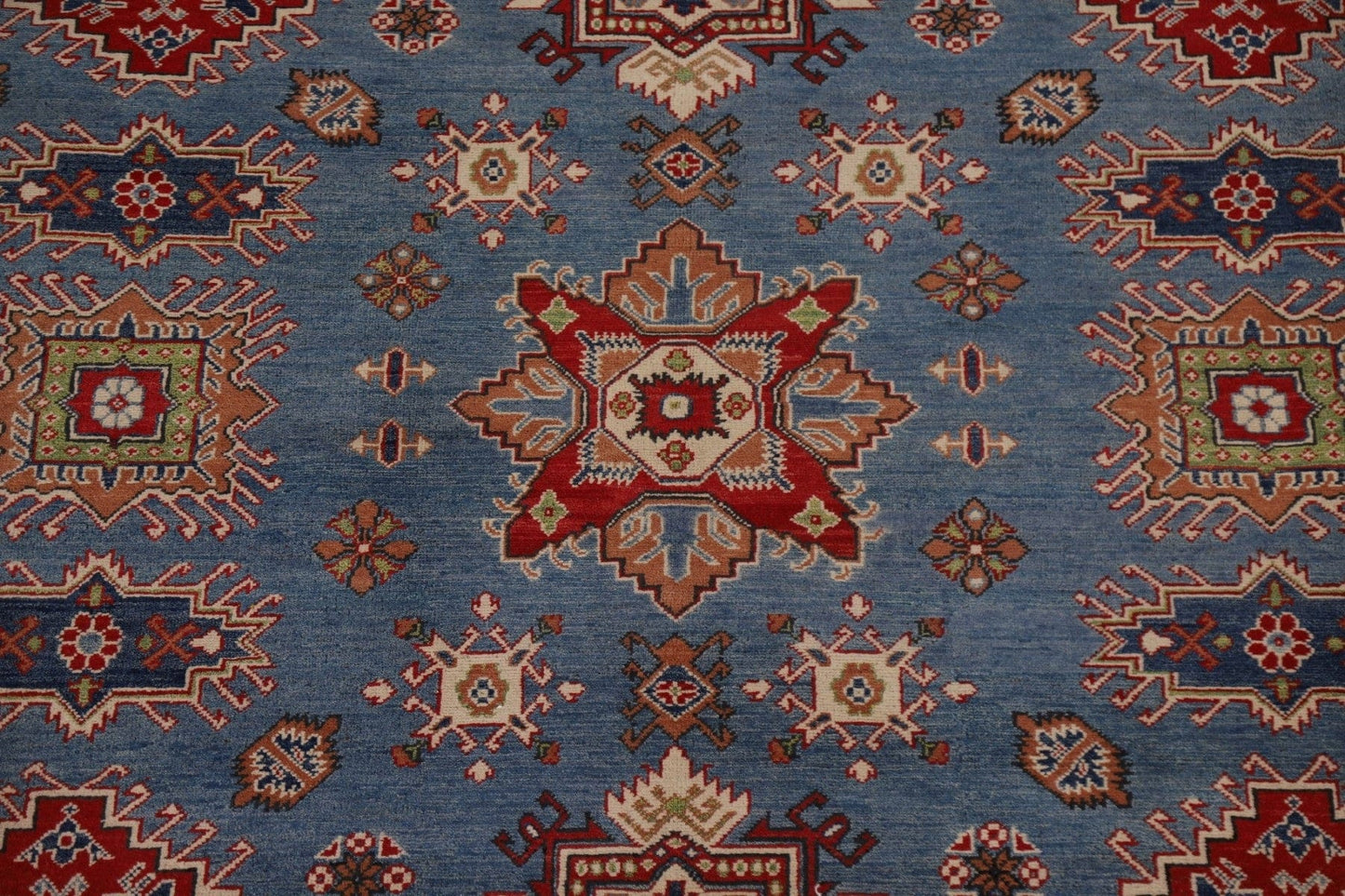 Geometric Kazak Blue Area Rug 9x12