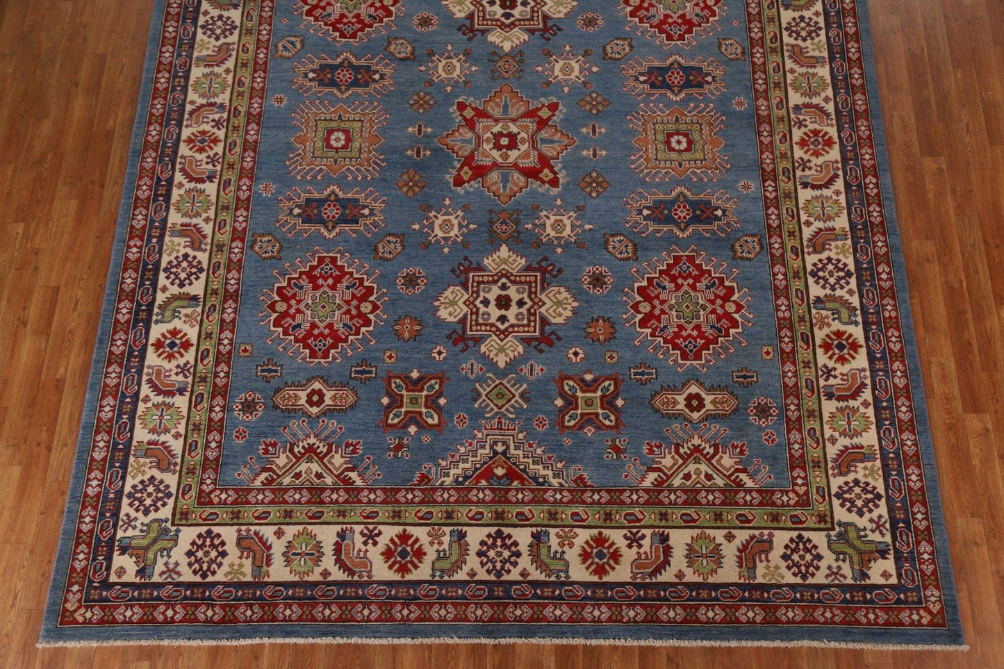 Geometric Kazak Blue Area Rug 9x12