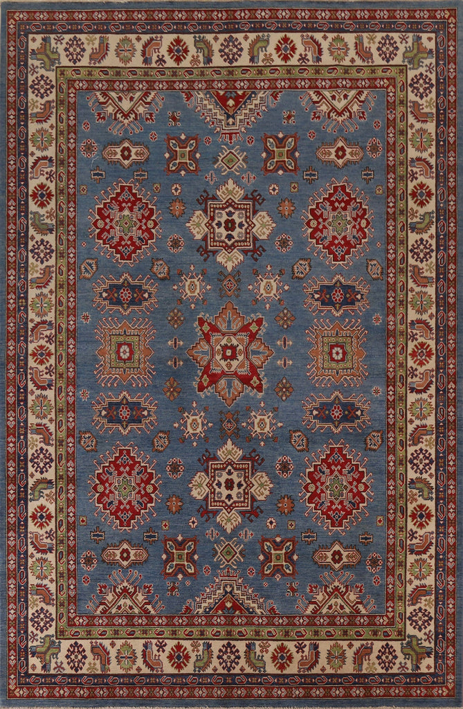 Geometric Kazak Blue Area Rug 9x12