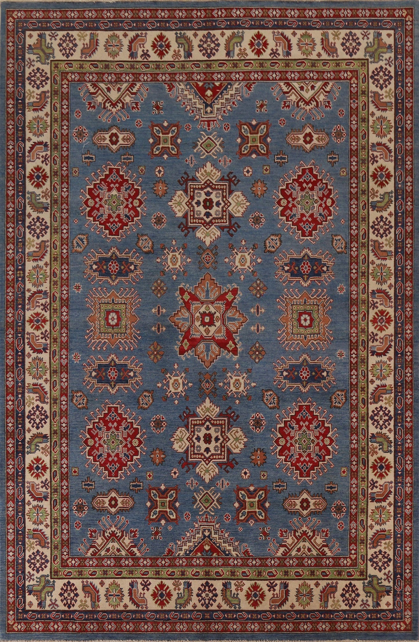 Geometric Kazak Blue Area Rug 9x12