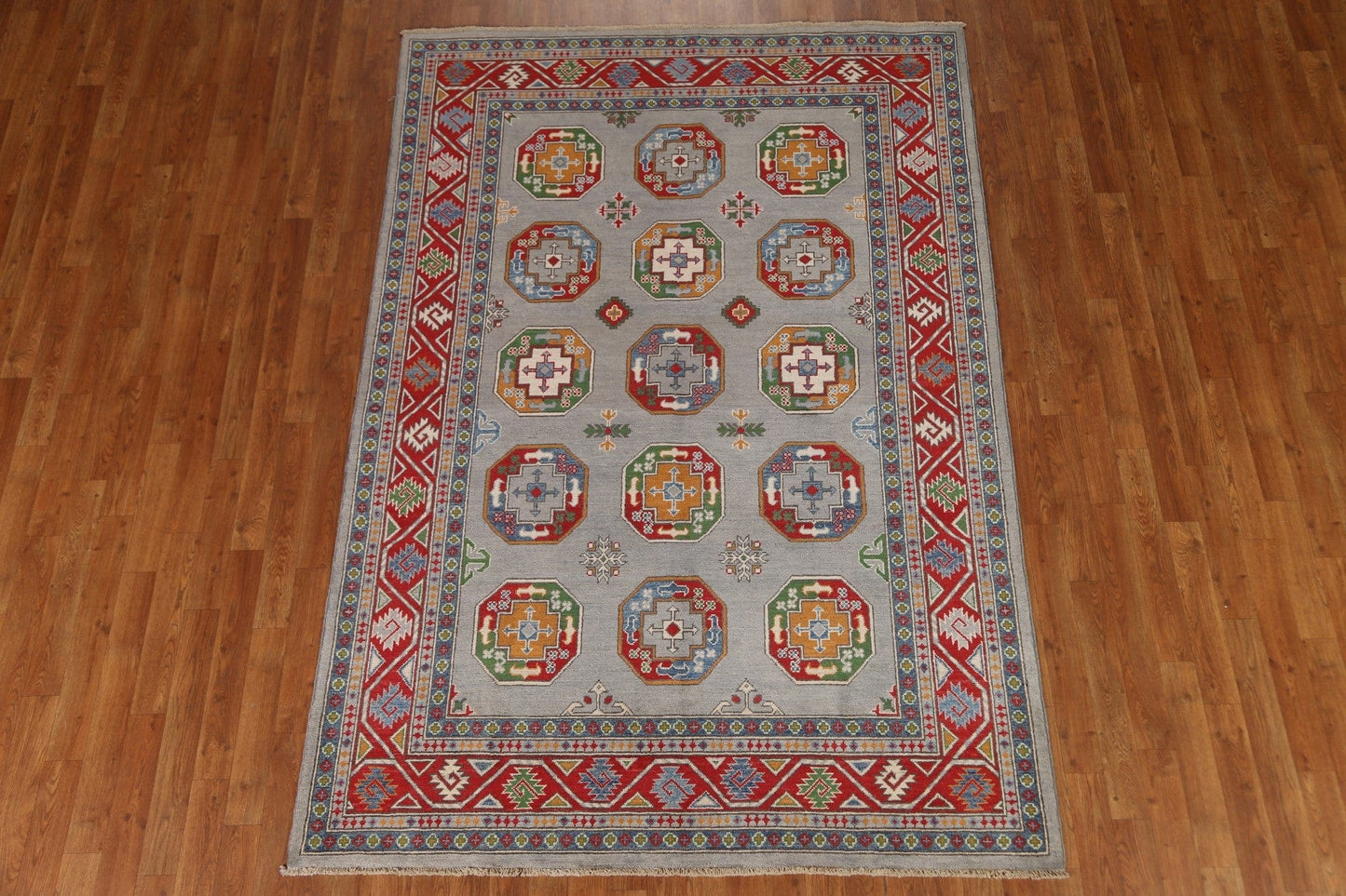 Geometric Kazak Oriental Area Rug 6x8