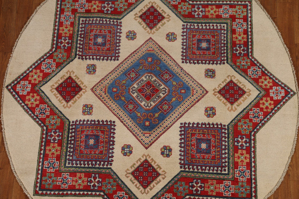 Geometric Kazak Round Area Rug 5x5