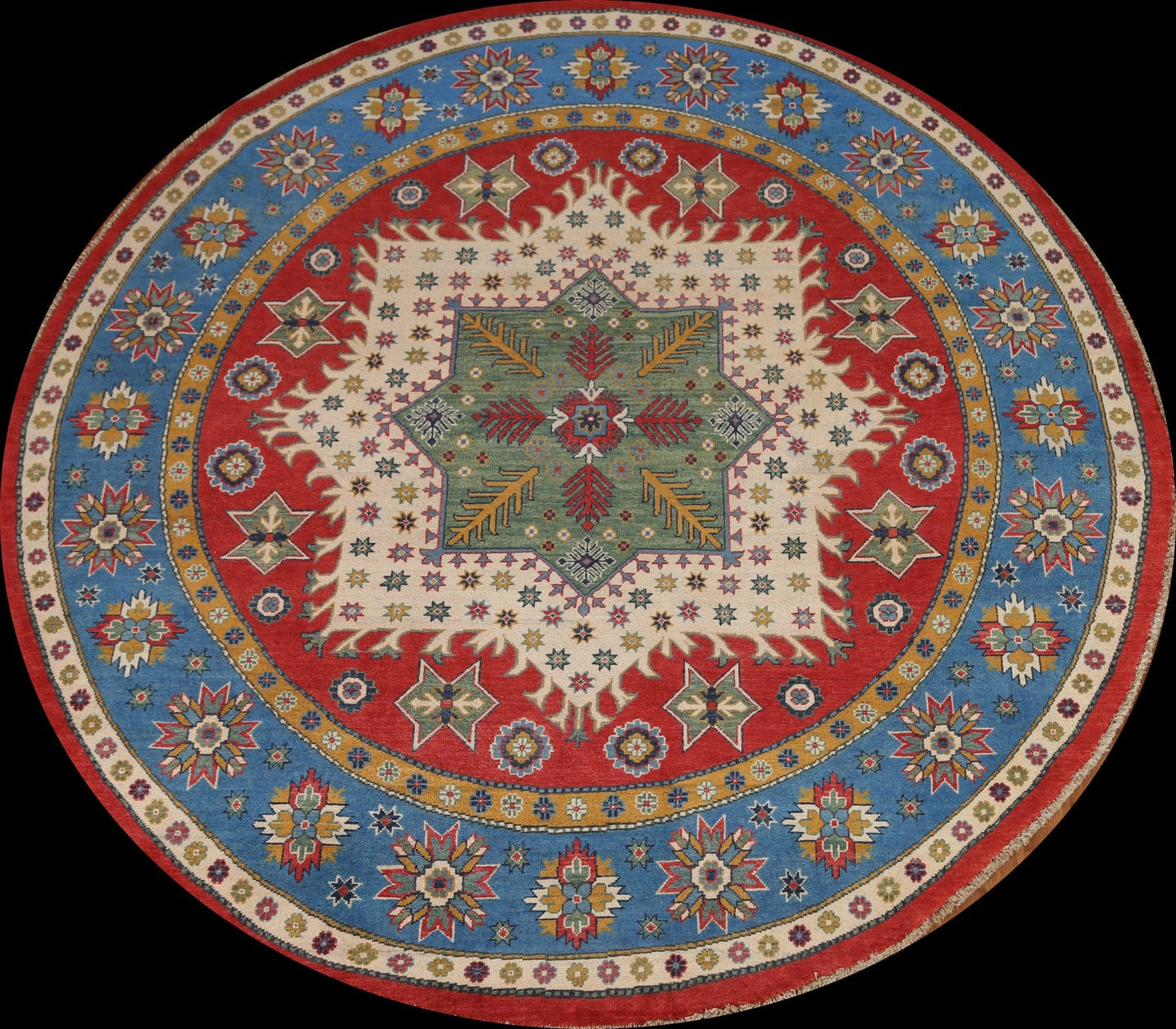 Geometric Kazak Round Area Rug 8x8