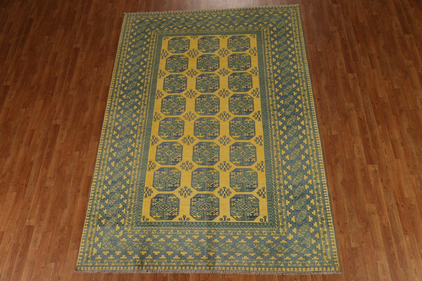 Green/ Yellow Kazak Oriental Area Rug 7x9