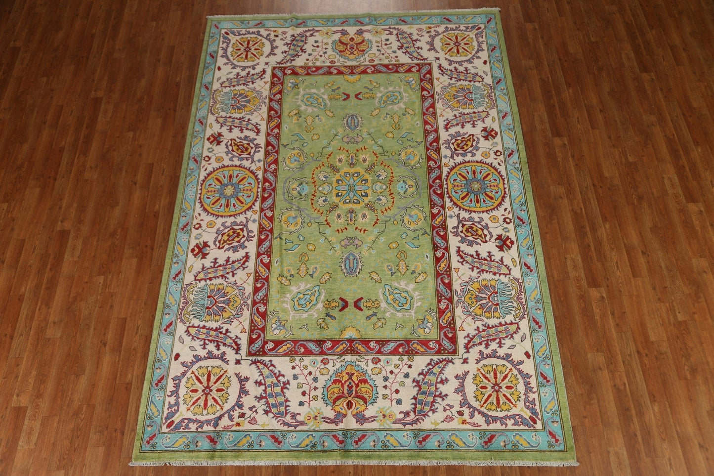 Green Wool Kazak Handmade Area Rug 7x10