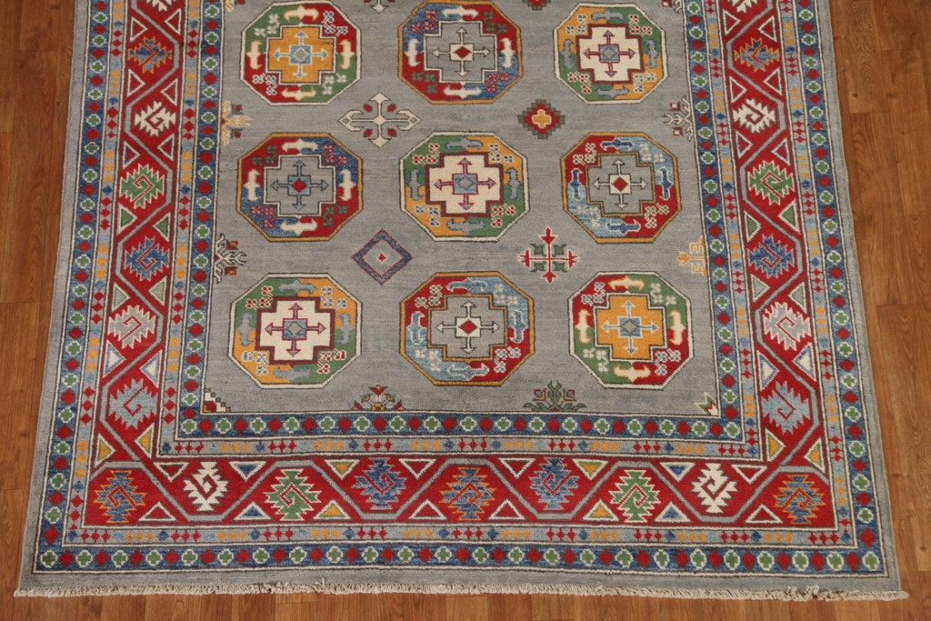 Hand-Knotted Wool Kazak Geometric Area Rug 6x8