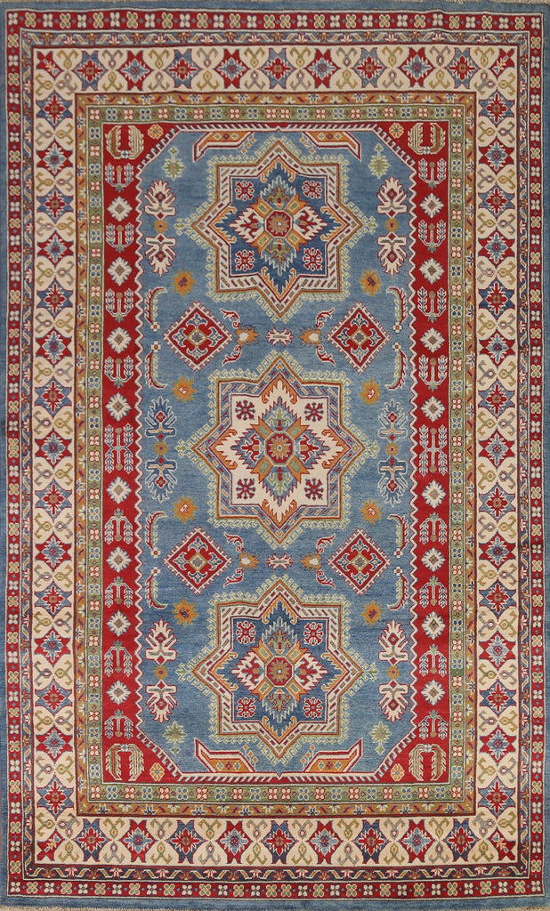 Light Blue Kazak Geometric Area Rug 7x10