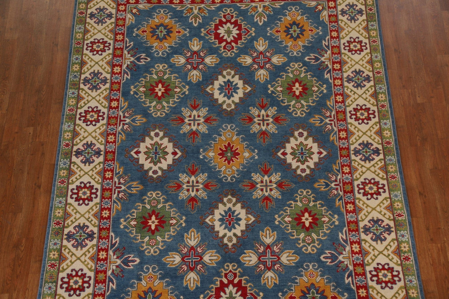 Blue Kazak Geometric Area Rug 7x10