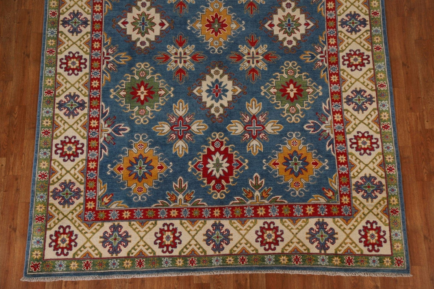 Blue Kazak Geometric Area Rug 7x10