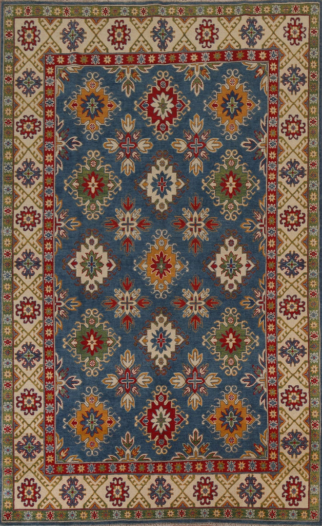 Blue Kazak Geometric Area Rug 7x10