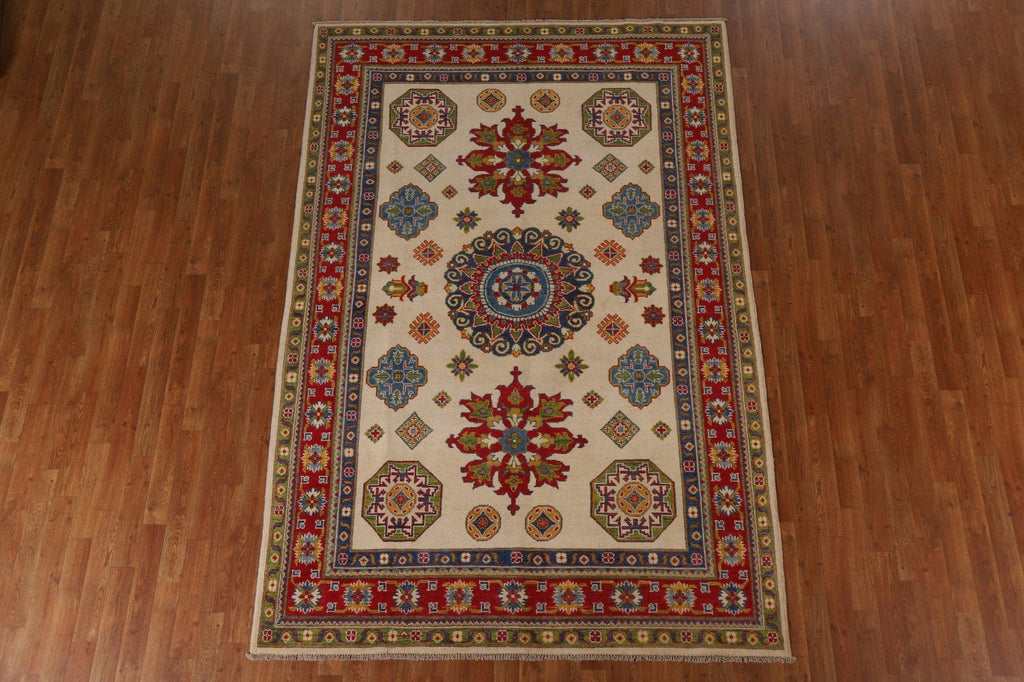 Ivory Kazak Geometric Area Rug 6x9